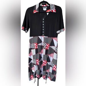 NWT Vintage Style Black & Red adjustable hem Retro Dress XS